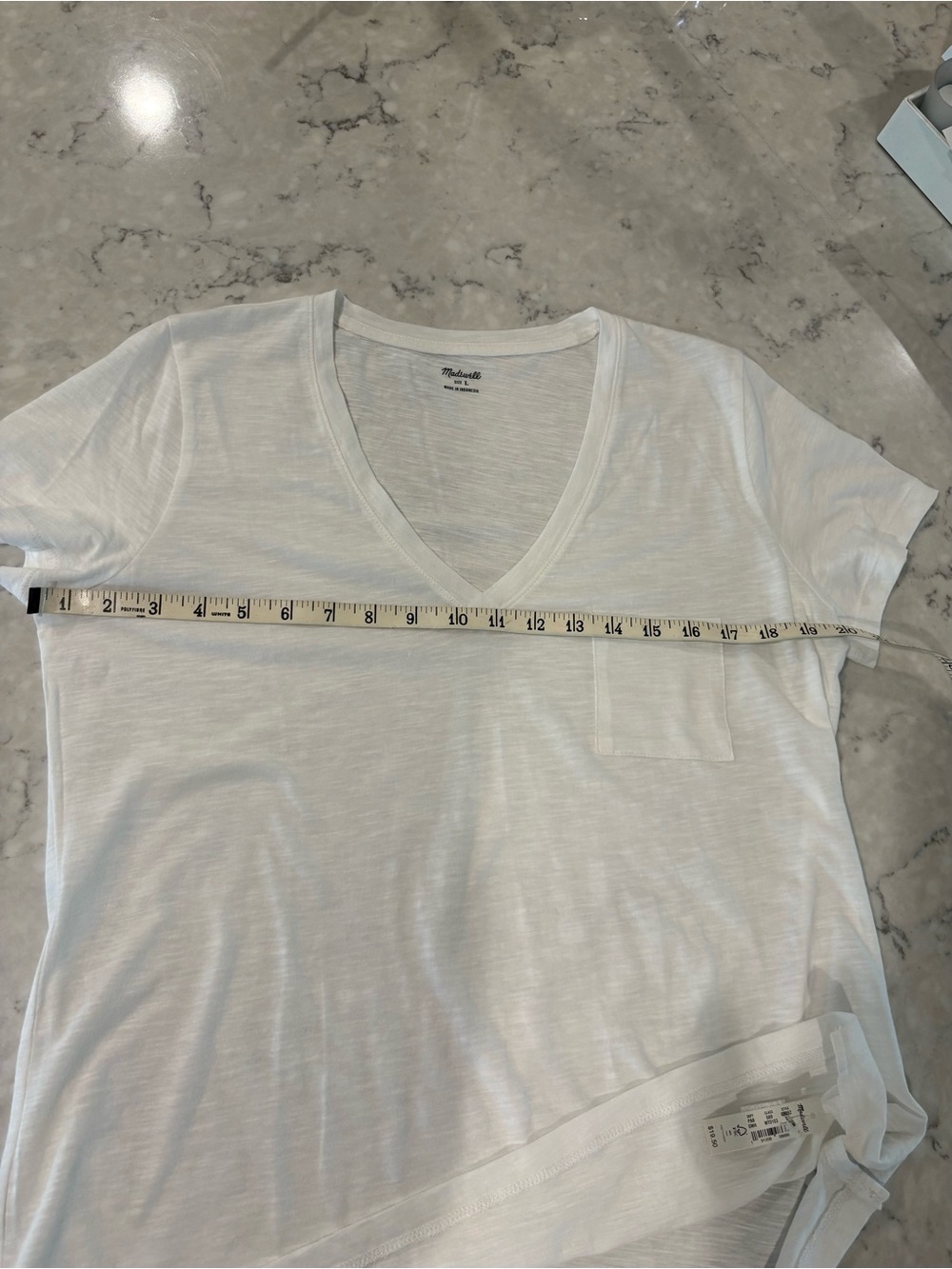 NWT Madewell Women’s Large White V-Neck Pocket Tee -Short Sleeve - Picture 6 of 12